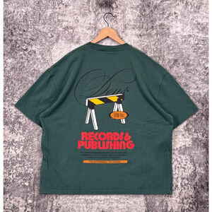 Deus Ex Machina Shirt XL Mens Green Boxy Oversized Double Sided Graphic Tee